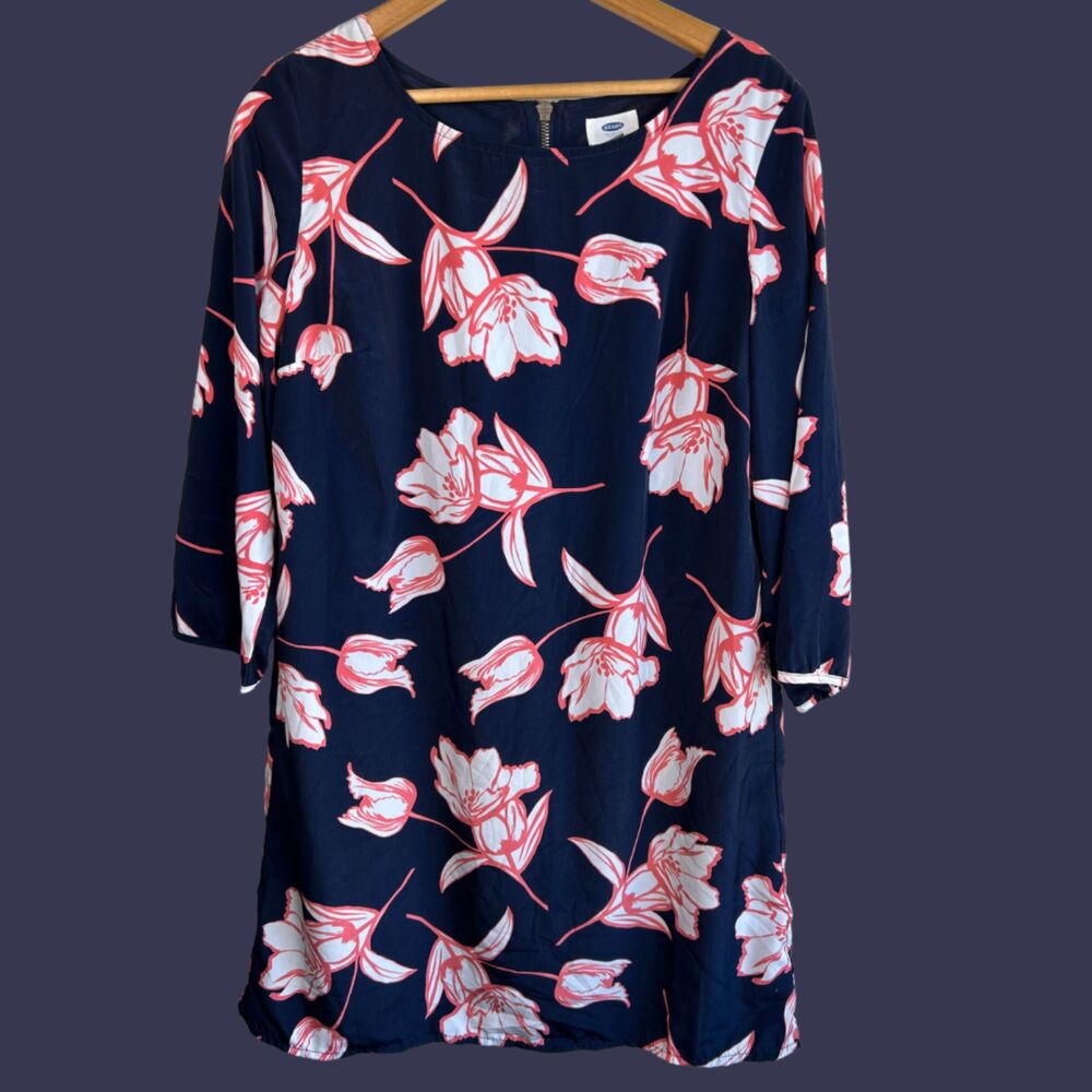 Old Navy Floral 3/4 Sleeve Shift Dress